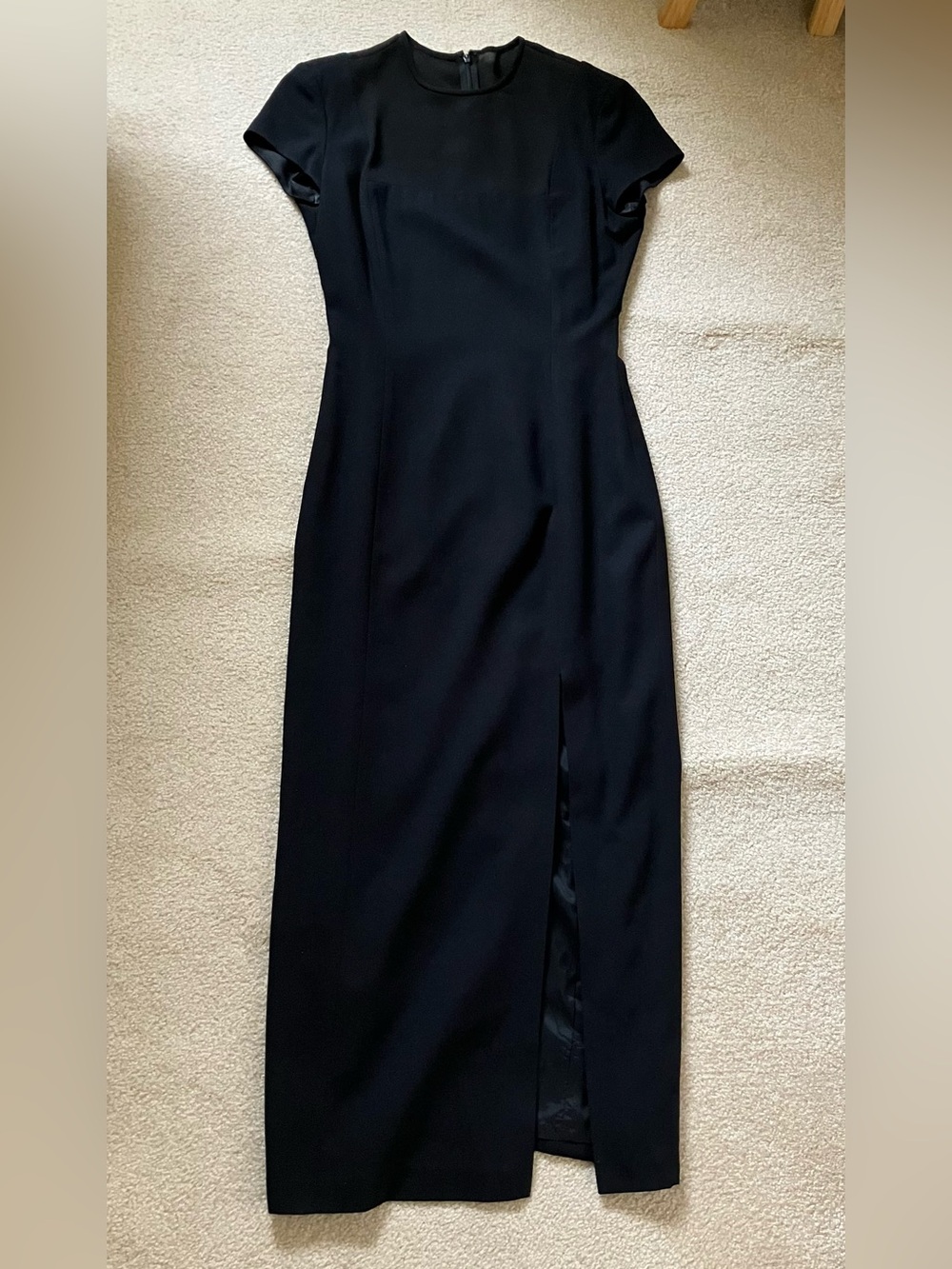 Kenar Ann Tjian Black Maxi Dress Sheer Mesh Panel with Side Slit